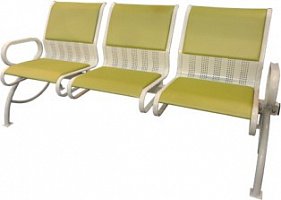 Секция стульев с мягкими вставками с подлокотниками 3-х местная