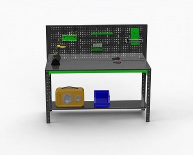 Стол Metalex серия KIT, полки + перфопанель с комплектом аксессуаров