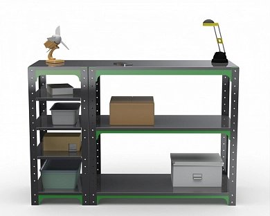 Стол-верстак Metalex серия KIT с боковыми полками