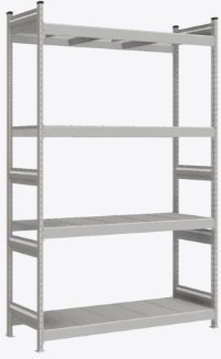 Стеллаж СТ-023-2500 - 600 -1500, 4 яруса, рама цинк, ярусы цинк