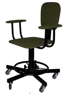 Стул сварщика с подлокотниками на колесах СтПСв-01-1, сиденье квадрат, подставка для ног арт. SV011.02.40.01.03.gr