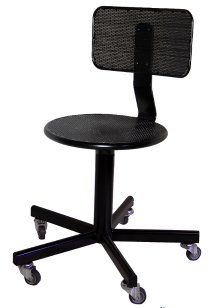Стул сварщика регулируемый на колесах СтПСв-02, сиденье круглое, перфорированный металл арт. SV020.00.40.00.04.bl