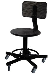 Стул сварщика на колесах с подставкой для ног СтПСв-02, сиденье круглое, перфорированный металл арт. SV020.00.40.01.04.bl