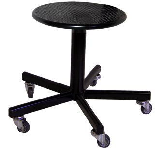 Табурет сварщика винтовой поворотный на колесах ТВП-Св, сиденье круглое, перфорированный металл арт. TS000.00.40.00.04.bl