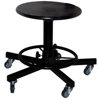 Табурет сварщика на колесах с подставкой для ног ТВП-Св, сиденье круглое, перфорированный металл арт. TS000.00.40.01.04.bl
