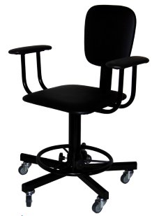 Стул с подлокотниками на усиленных колесах СтПП-01-1, с одставкой для ног арт. ST011.02.40.01.01.bl