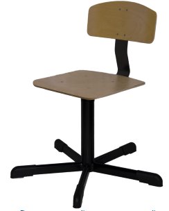 Стул винтовой промышленный СтПД-02 с деревянным сиденьем и спинкой арт. ST020.02.00.00.00.wd