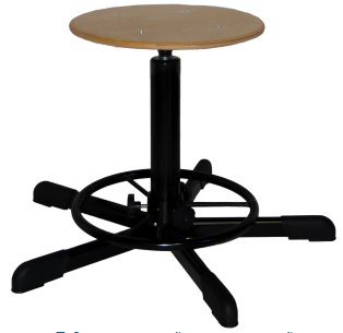 Табурет винтовой промышленный ТВП сиденье деревянное, с подставкой для ног арт. TP000.00.00.01.00.wd